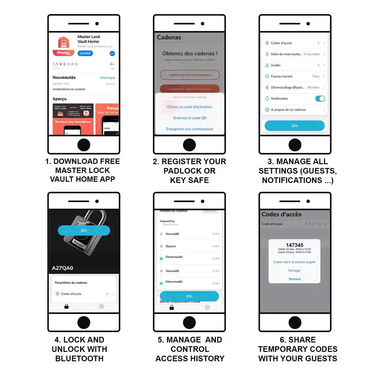 Master Lock Connected Key Safe [Bluetooth or Combination Access] [Shackle] [Outdoor] - 5440EURD - Select Access Smart Key Lock Box