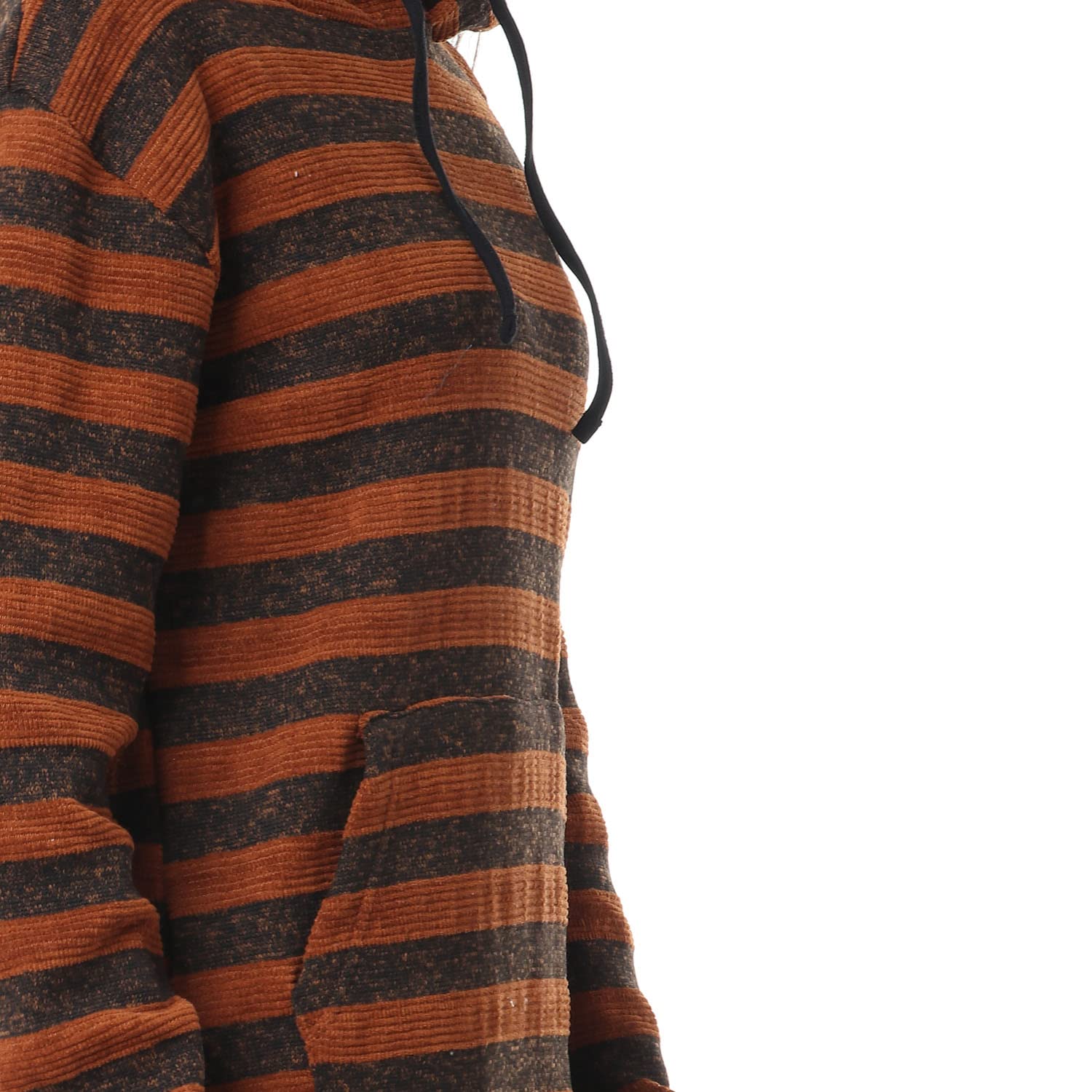 kady womens Bi-Tone Striped Long Hoodie Bi-Tone Striped Long Hoodie