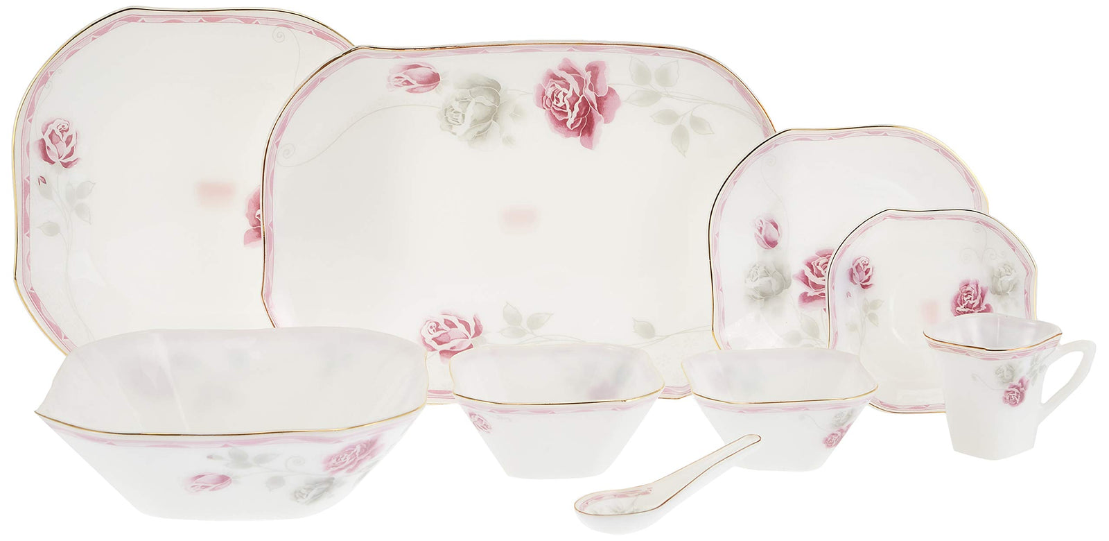 طقم عشاء مربع من فلامينجو – أوبال وير (ناقص قطعة)