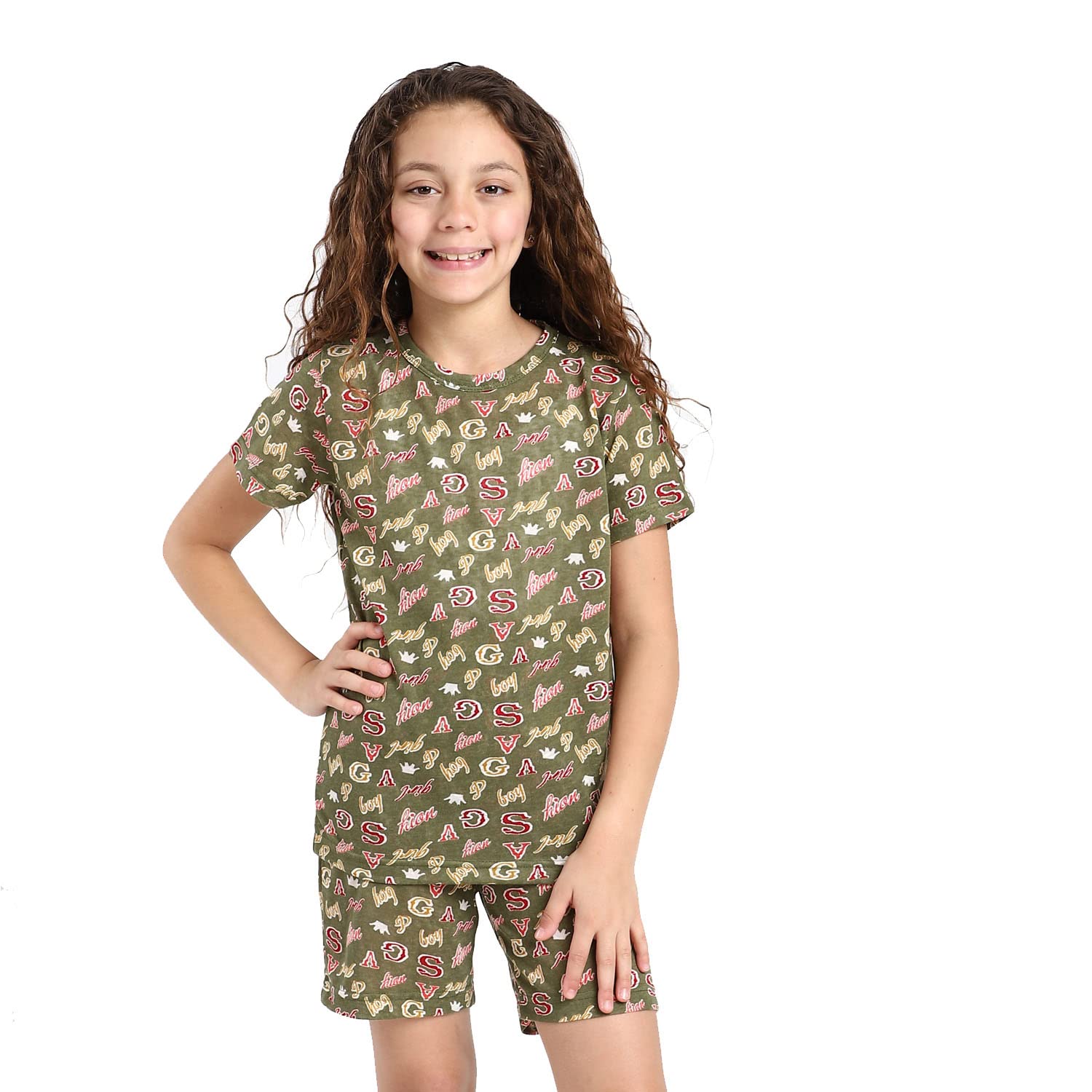 kady pyjama shorts printed green 14Y