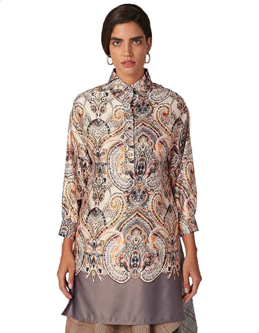 Splash Patterned Long SLeeves Blouses For Women - Safqqa Egypt
