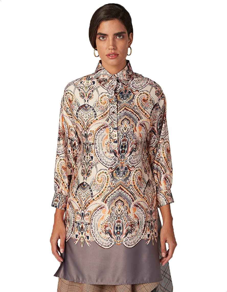 Splash Patterned Long SLeeves Blouses For Women - Safqqa Egypt
