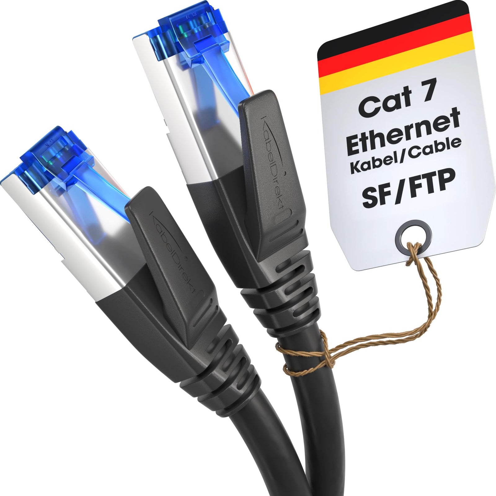 KabelDirekt – Cat 7 Network Cable – 0.25m – 10 Gigabit LAN Cable & Ethernet Cable – Available in 0.25-30m (suitable for high-speed networks, PC, gaming, switch, router and modem, RJ45 – black)