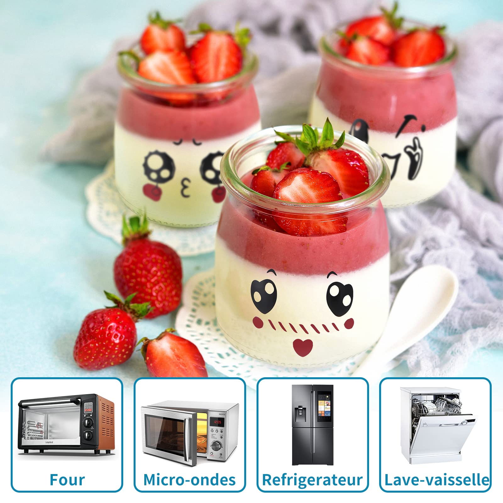 Skelang 10 Pcs 200ml Pudding Glass Bottle, Yogurt Jars with Lids, Dessert Storage Bottle for Honey, Jelly and Milk - Without box