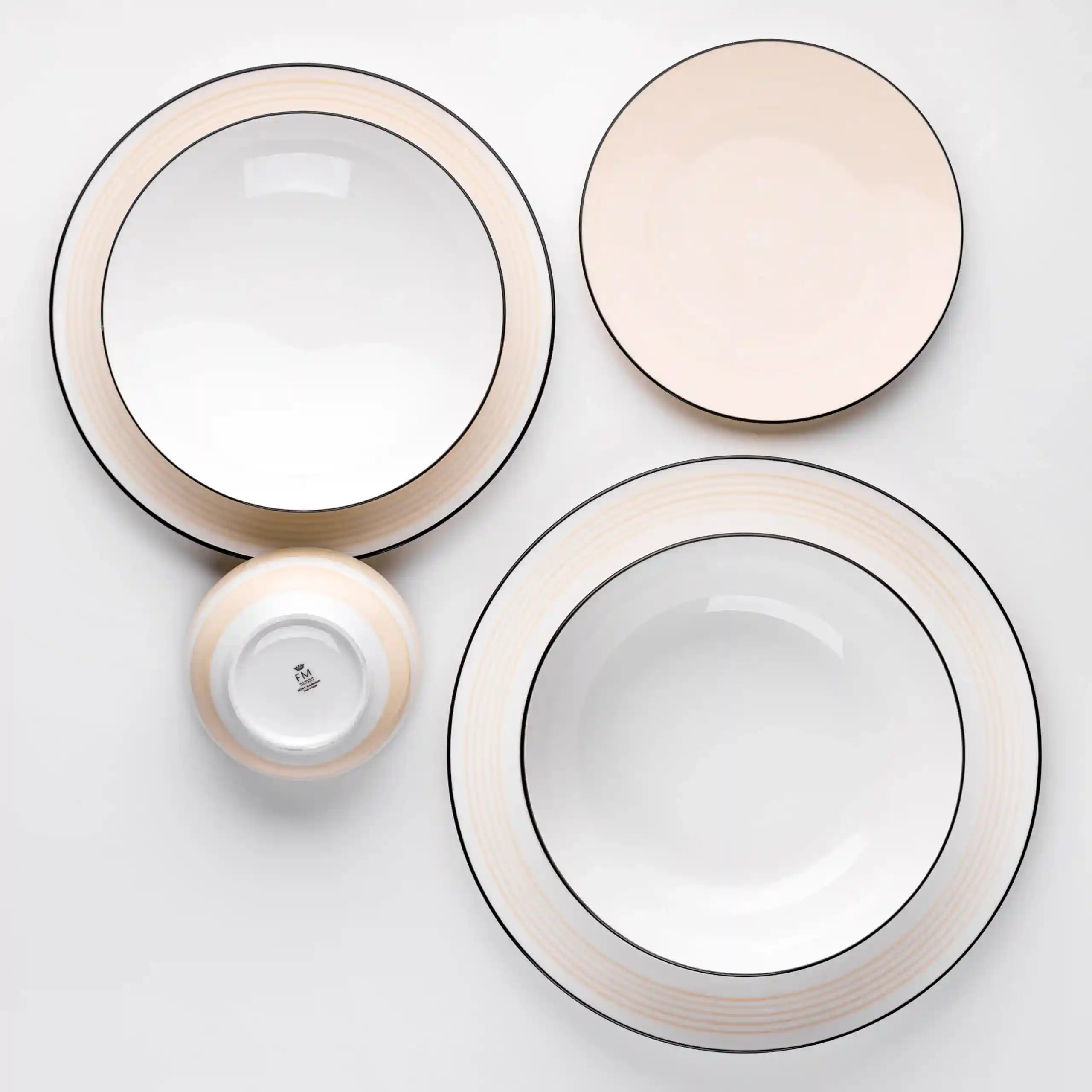 Fathy Mahmoud Porcelain tableware Dinner Set Coup 26 pcs. - Beige 1 Base box - Safqqa Egypt