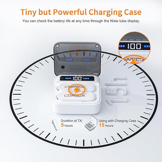 ميكروفون لاسلكي من ماركة كوميكا بتردد 2.4 جيجاهرتز لهواتف أندرويد USB-C مع علبة شحن لون أسود – Safqqa Egypt