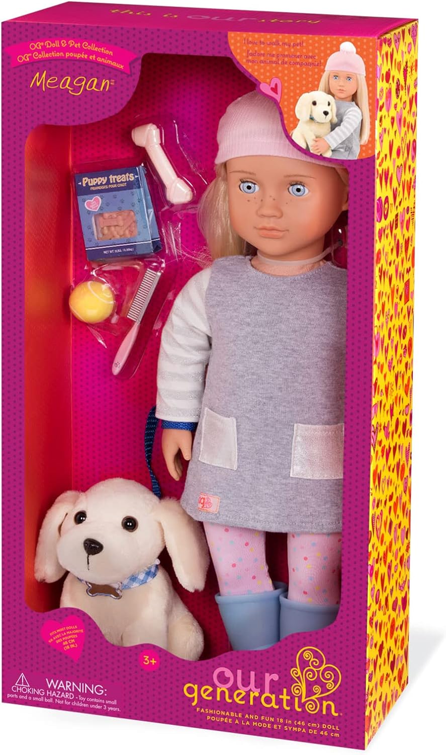 Our Generation Kids Meagan Play Doll with Pet and Accessory Set - 18-inch/46 cm Doll