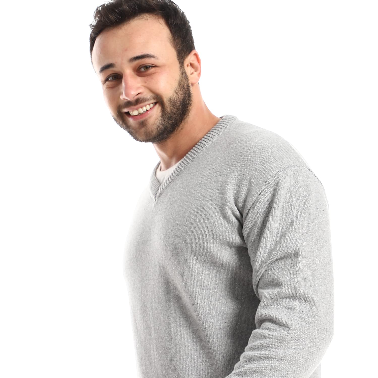 Andora mens V-Neck Knitted Solid Pullover Sweater