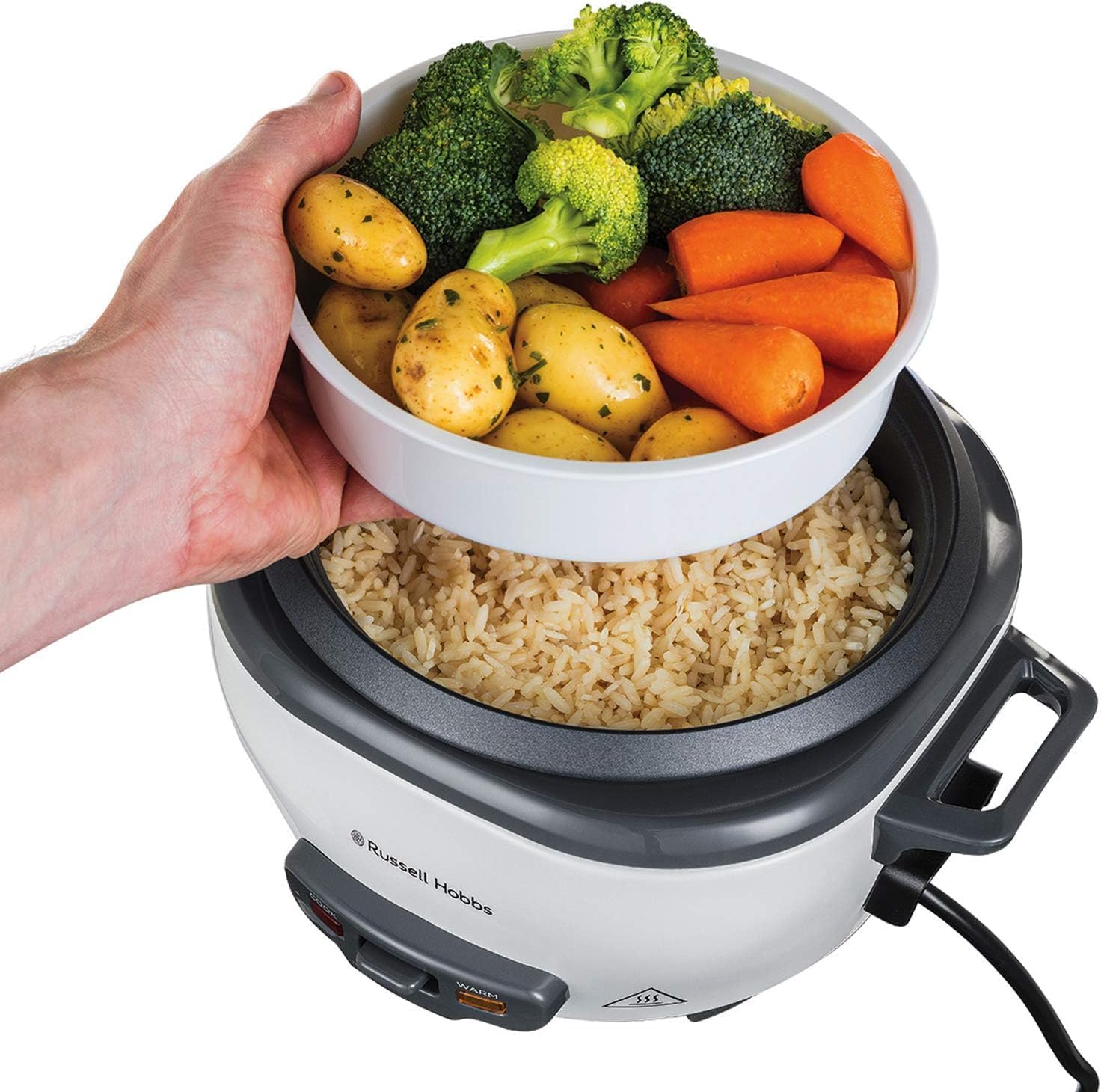 Russell Hobbs Medium Rice Cooker And Steamer - 27040, White, 27040Gcc