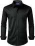 Alimens & Gentle Men Button Down Shirt Black Classic Fit