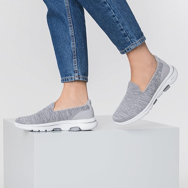 Skechers Women Shoes Grey Lightweight Comfortable Everyday Wear