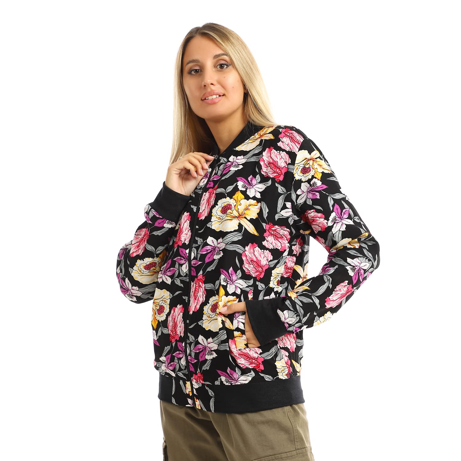 Jamila Women’s Printed Padded Jacket with Zipper and Pockets