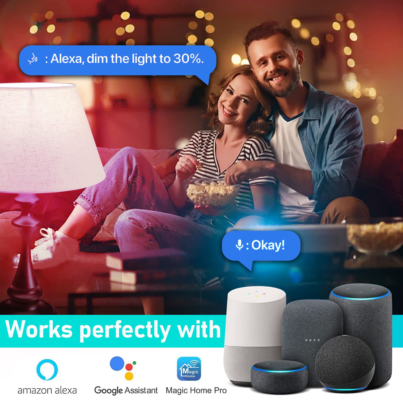 مجموعة مصابيح LED ذكية من سكاي-تاتش تتكون من قطعتين، بمقابس E27 وتتميز بإمكانية تعديل الألوان عبر جهاز التحكم عن بعد. يستهلك كل مصباح ١٠ واط ويوفر سطوعاً يصل إلى ٨٠٠ لومن – Safqqa Egypt