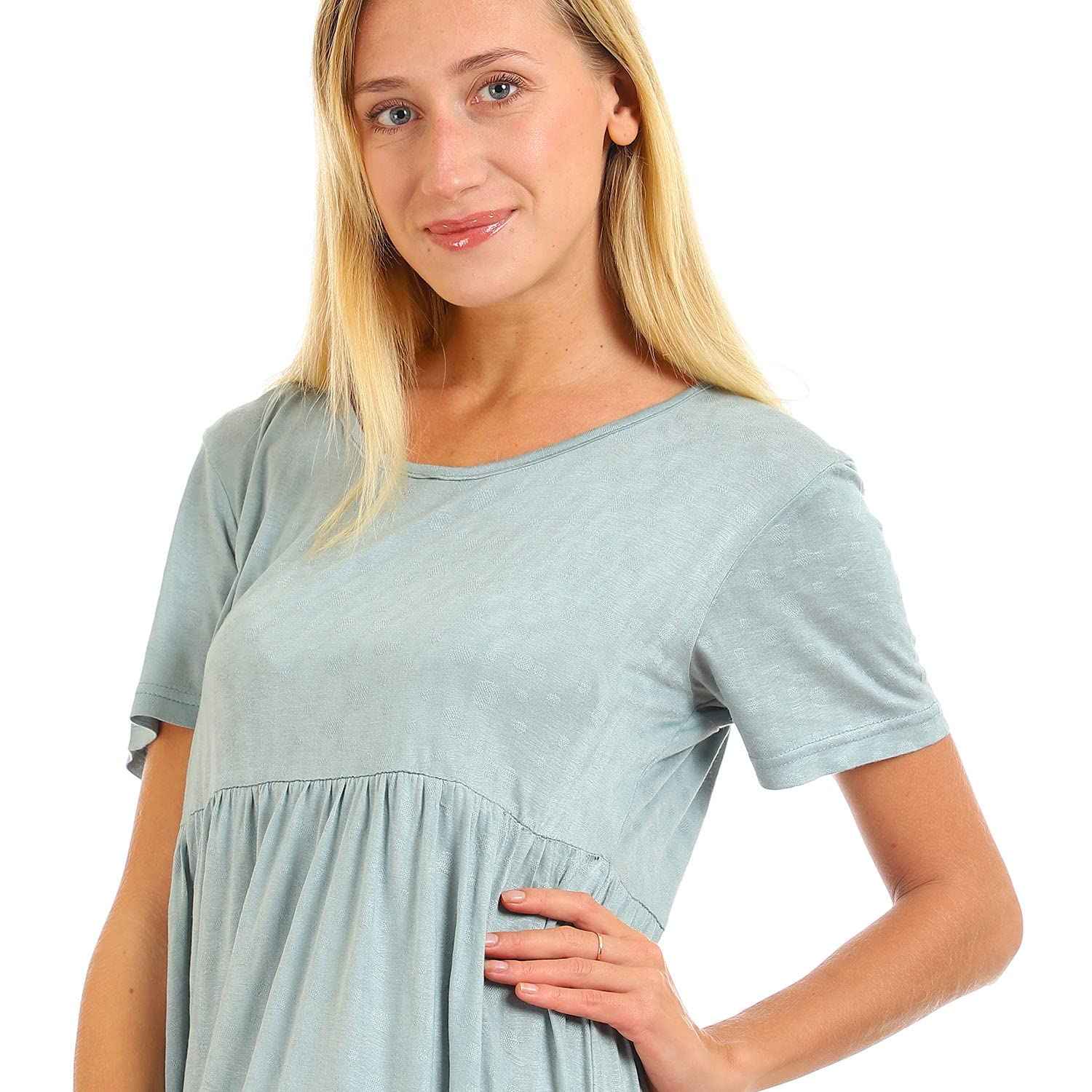 JAMILA Women Round Short Sleeves Tiered Dress - Safqqa Egypt