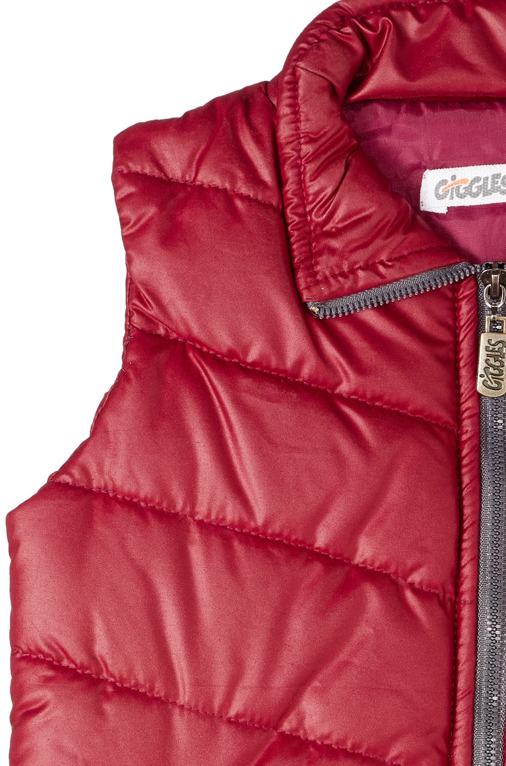 Giggles Quilted Side Pockets Contrast Zip Vest for Boys