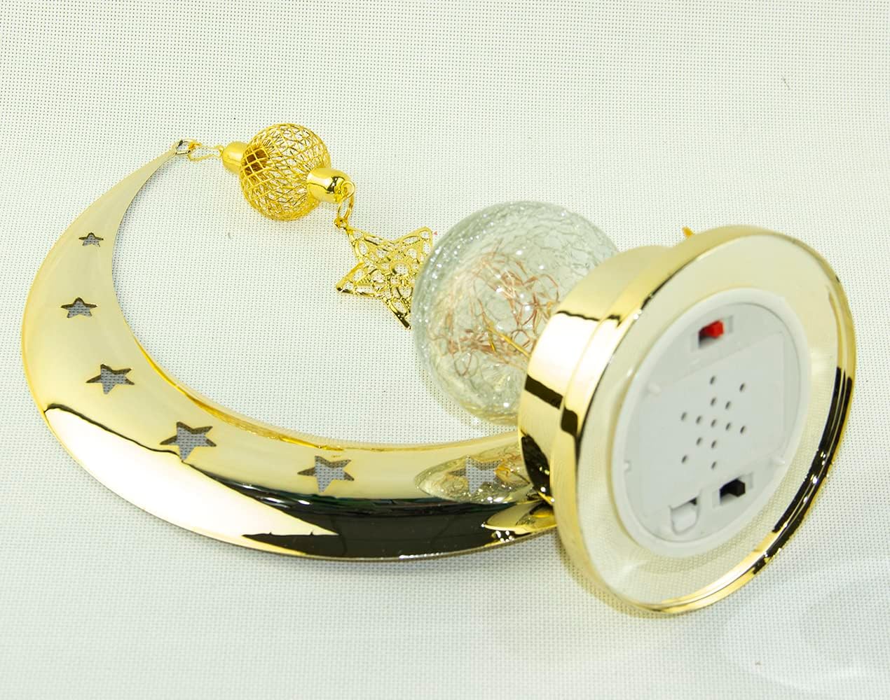 Rosy.Moment  Moon Design Decorative Desk LED light For Ramadan Home Décor Table, Vintage Decorative Tabletop indoor & Outdoor Size 24.5x20cm, Color Golden