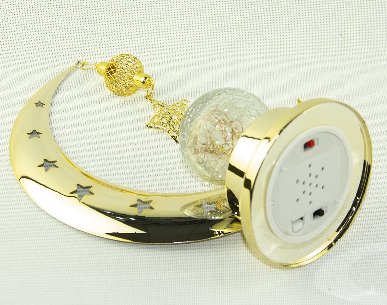 Rosy.Moment  Moon Design Decorative Desk LED light For Ramadan Home Décor Table, Vintage Decorative Tabletop indoor & Outdoor Size 24.5x20cm, Color Golden