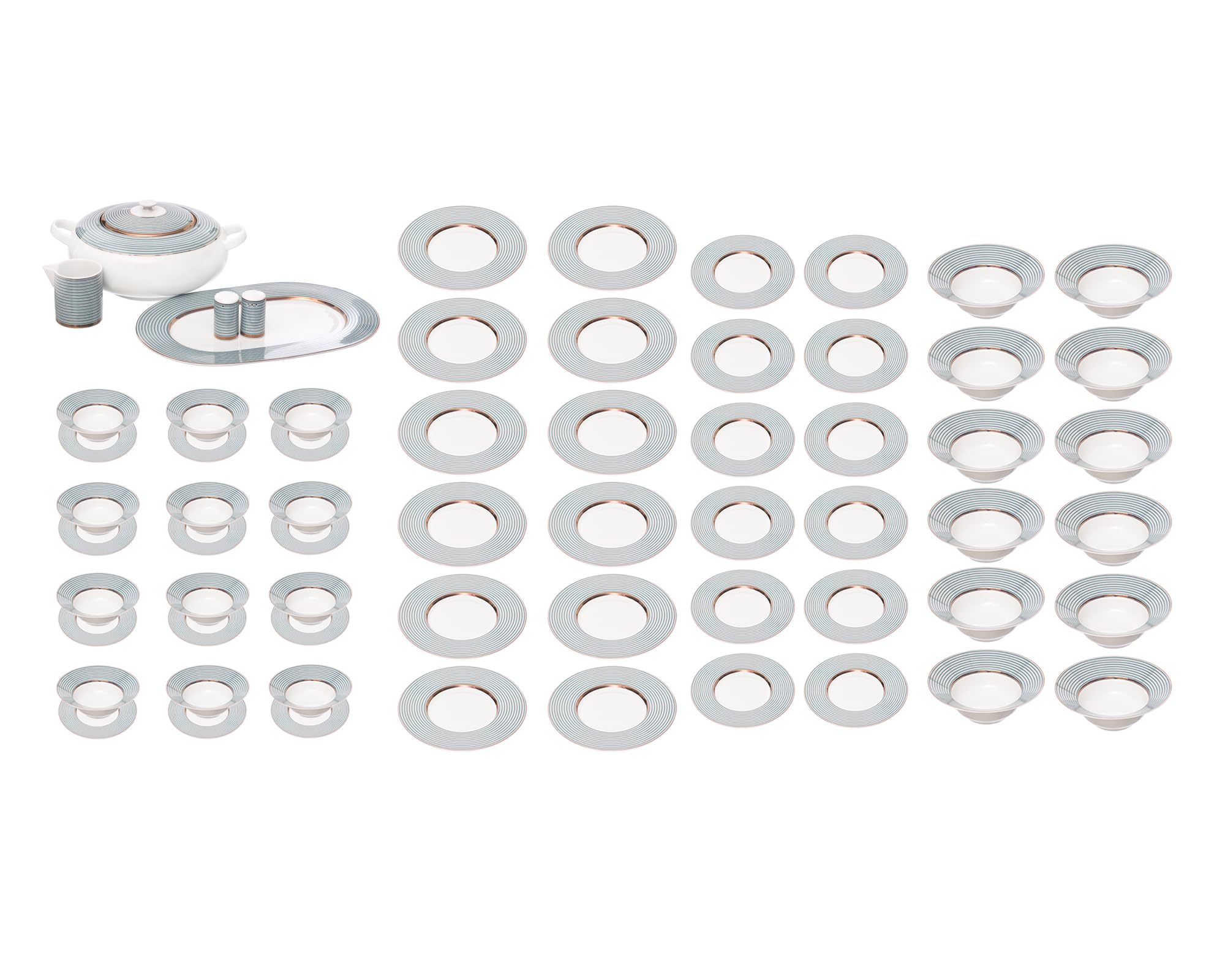 طقم العشاء من Porland بورسلين  – عدد 55 قطعة هو مجموعة عصرية وكاملة من أدوات المائدة