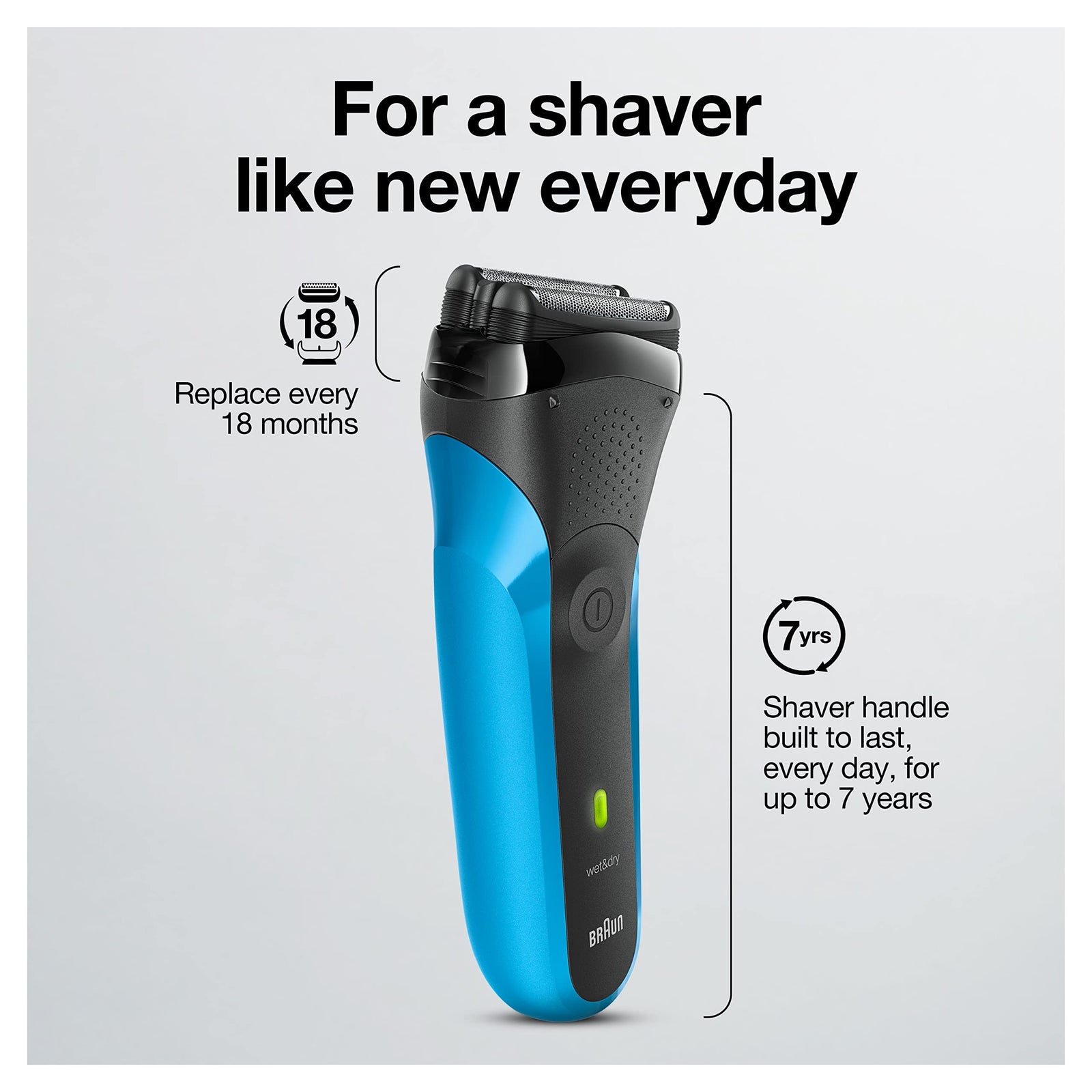 Braun Series 3 310s Wet & Dry Shaver with 3 Flexible Blades - Black/Blue Visit the Braun Store