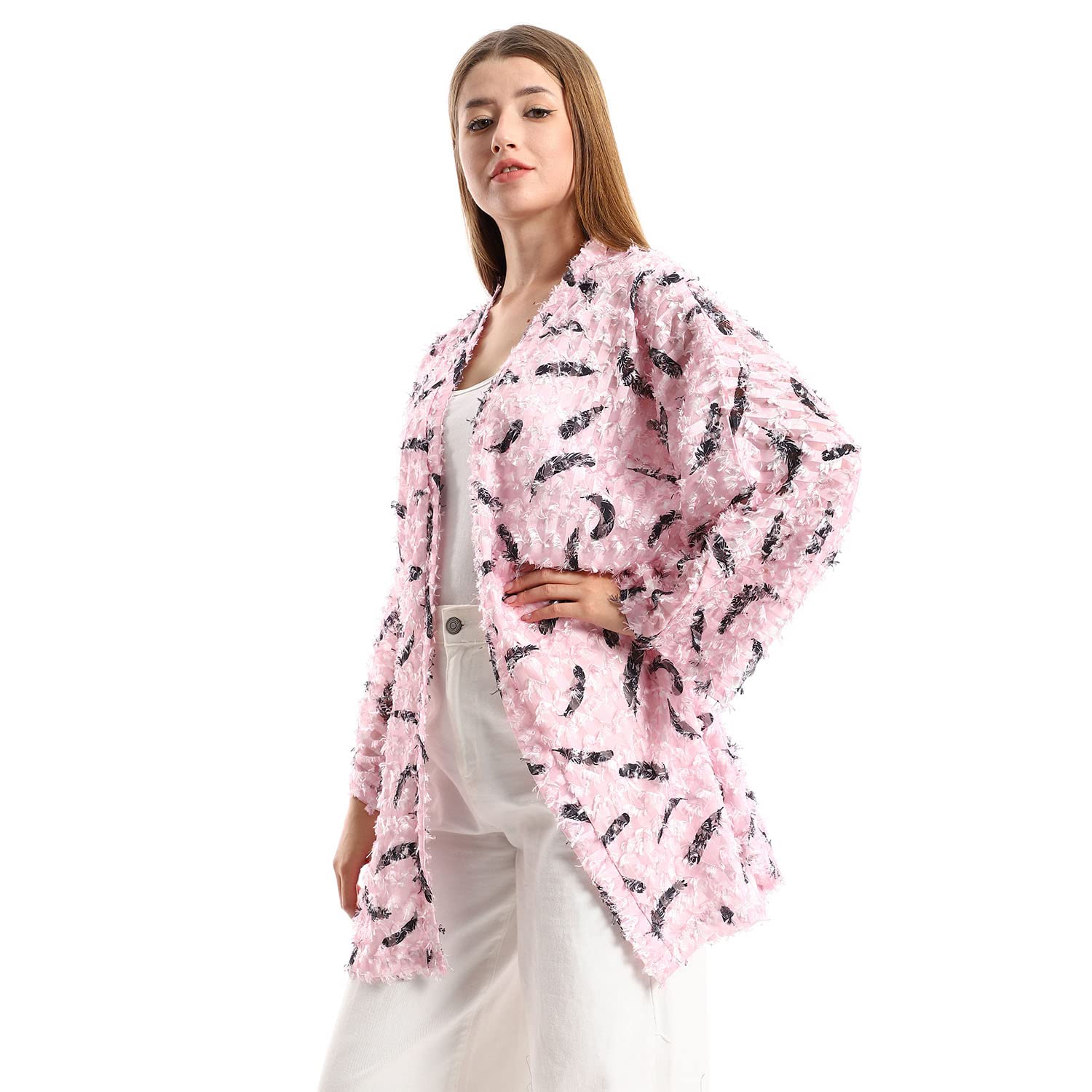 JAMILA Women Eyelash Long Sleeves Kimono ROBE
