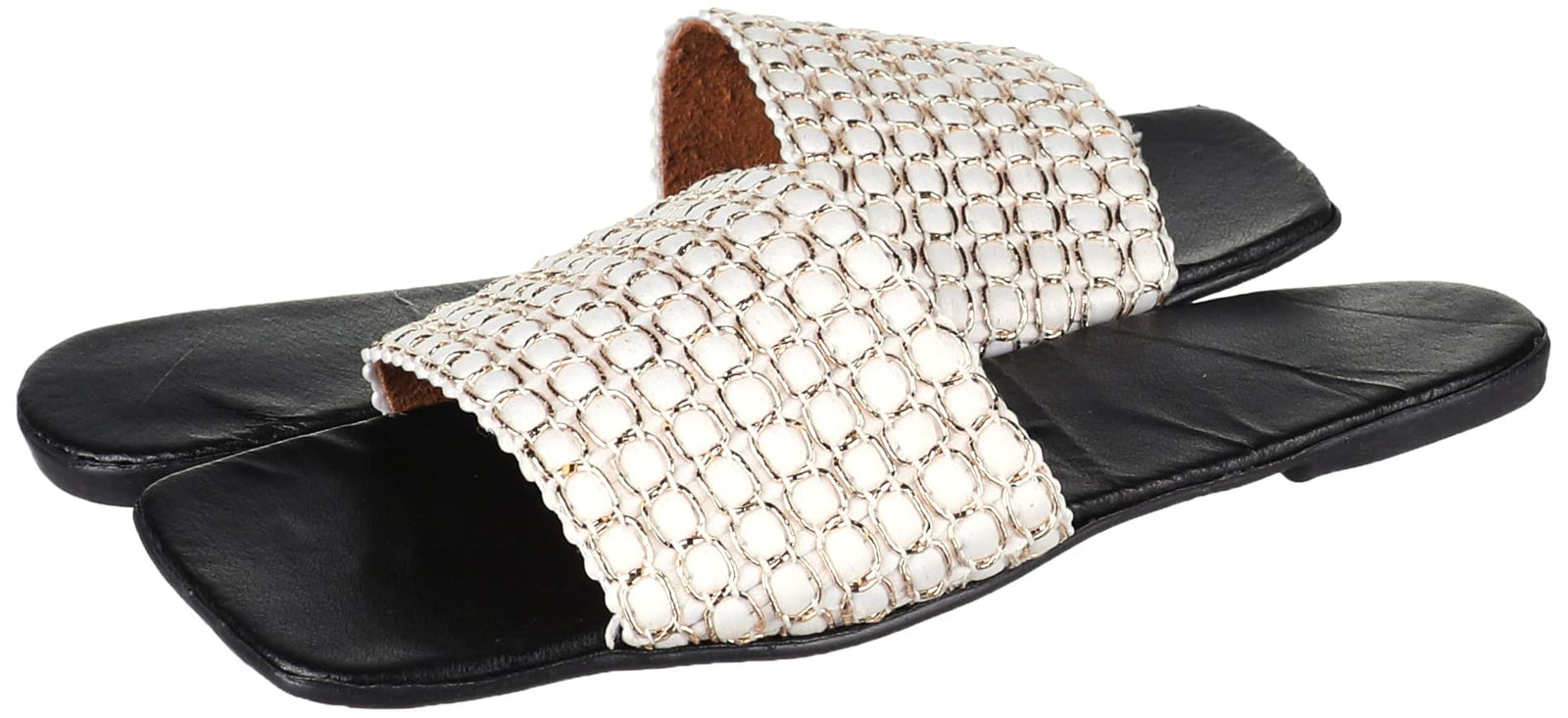 OX Faux Leather White Slides OX0011 For women, Size 40 EU