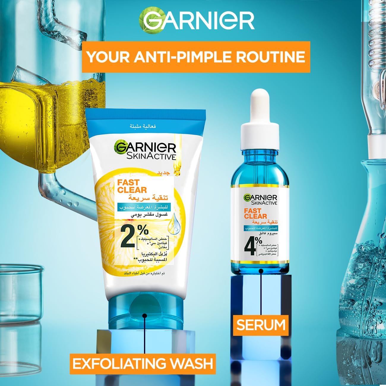 Garnier Skinactive Fast Clear 3-in-1 Face Wash, For Acne Prone Skin, with Salicylic Acid and Vitamin C, 50ml - Safqqa Egypt