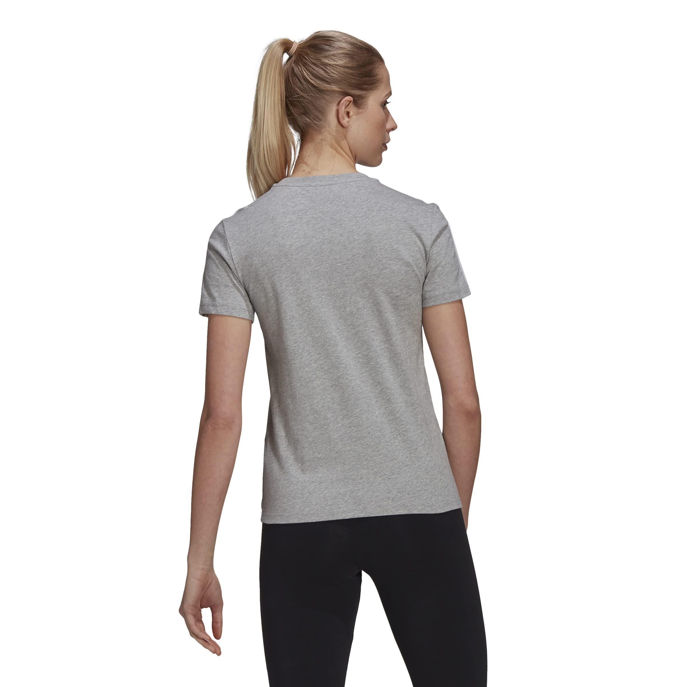 Adidas Women's 3-Stripes T-Shirt (Short Sleeve) - Medium Grey Heather, Model GL0785