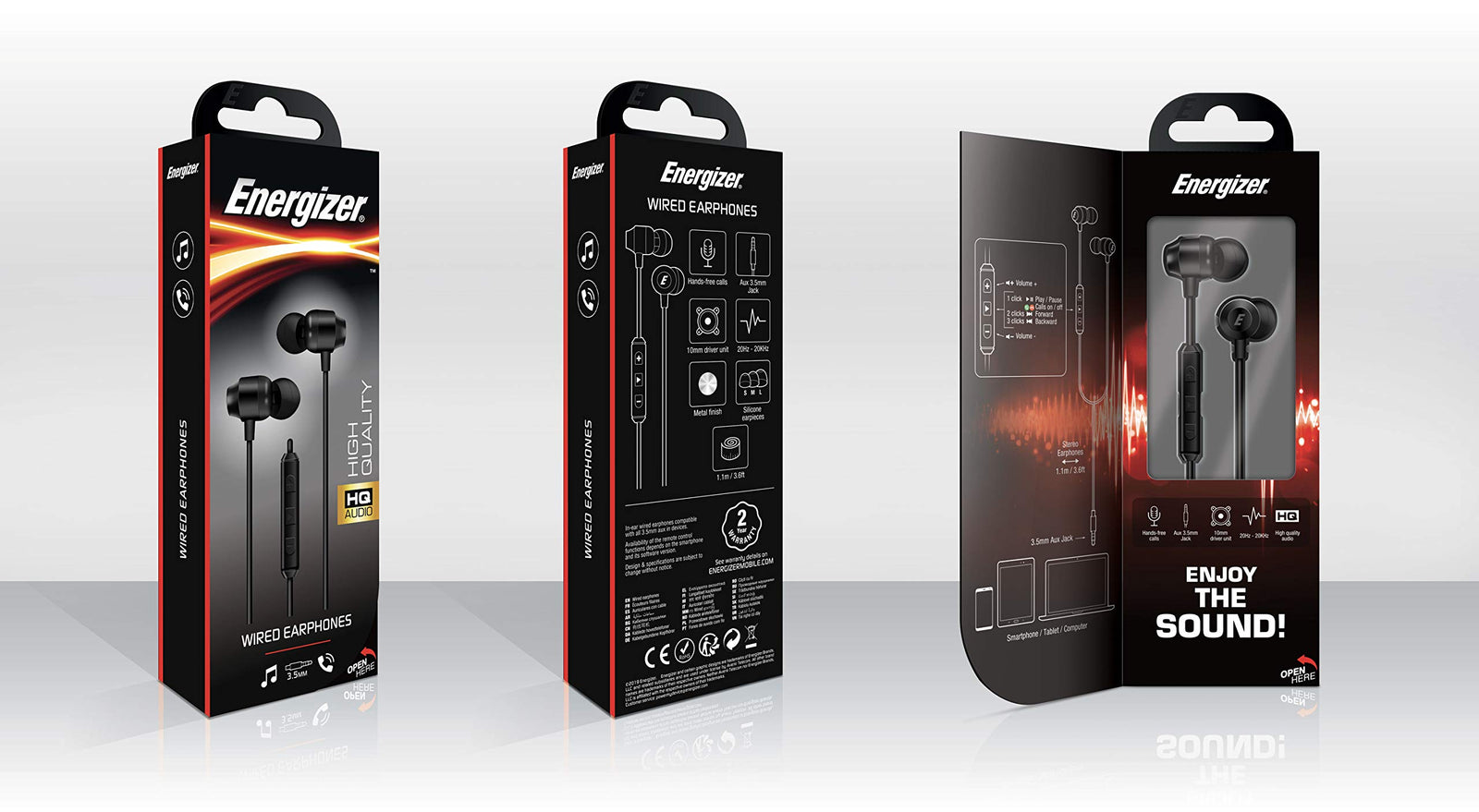 سماعات أذن سلكية Energizer CIA10 بمقبس 3.5 مم