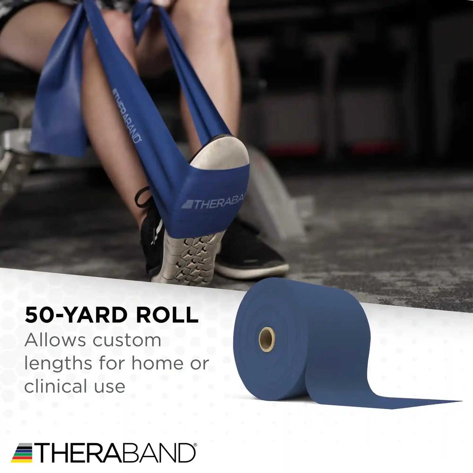 Theraband Resistance Bands, 50 Yard Roll Professional Latex Elastic Fitness Band For Upper & Lower Body & Core Exercise, Physical Therapy, Pilates, Yoga, Stretching, Home Workouts, & Rehab