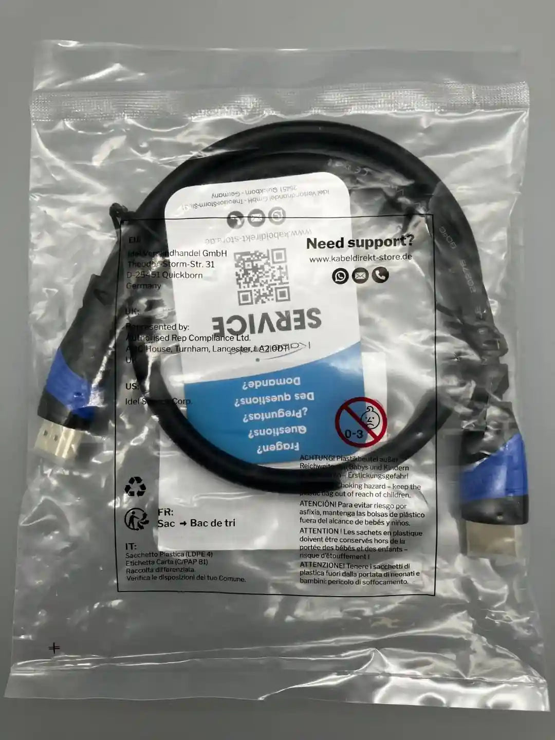 كابل HDMI من كابل دايركت بطول ٠٫٥ متر مصمم لنقل الصوت والصورة بجودة عالية وسرعة فائقة. يدعم دقة ٤ كي عند ٦٠ هرتز، والدقة الكاملة، والدقة الفائقة، ومحتوى ثلاثي الأبعاد