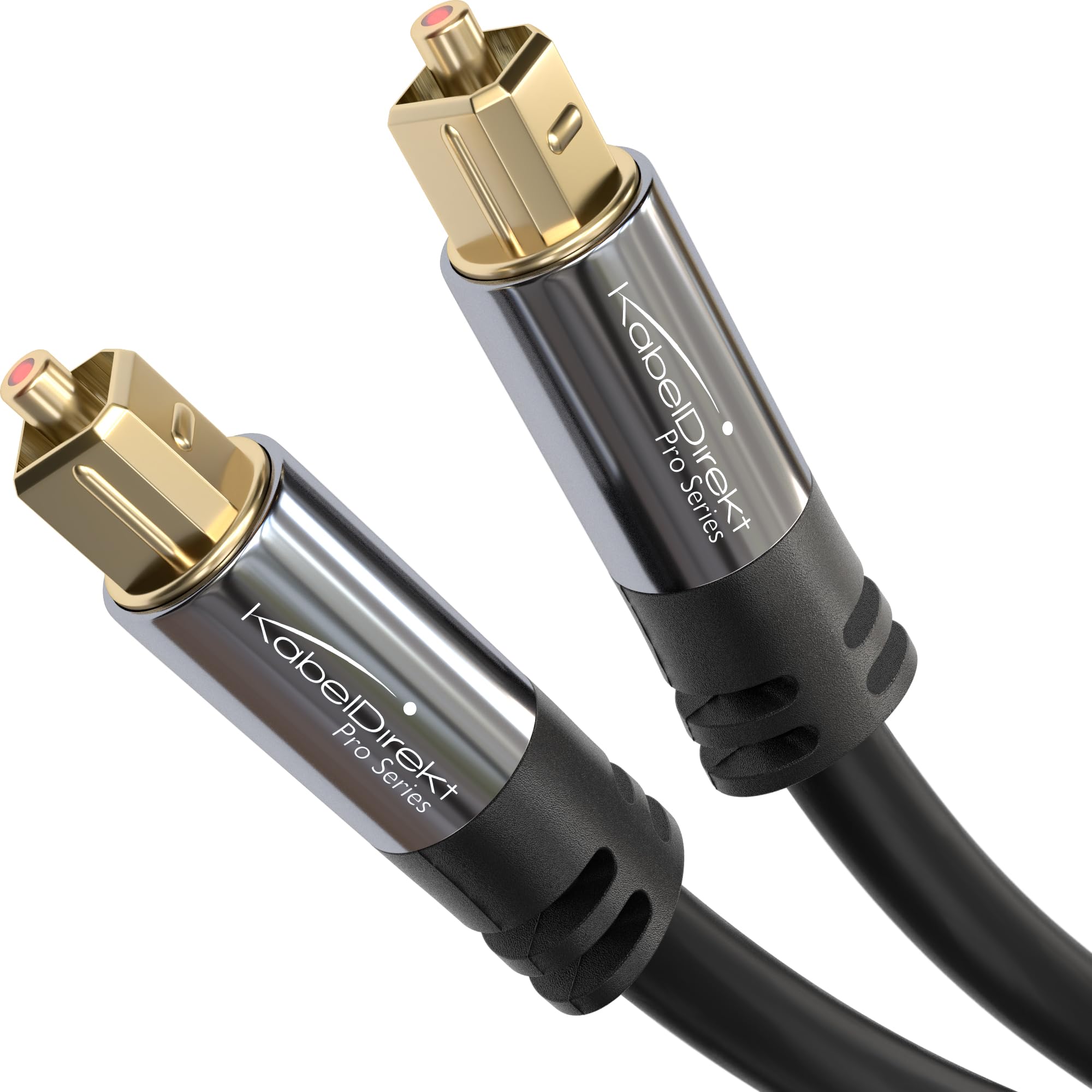 كابل الصوت الرقمي البصري KabelDirekt 310 بطول 15 متر/كابل TOSLINK (TOSLINK إلى TOSLINK، كابل ألياف بصرية، للمسرح المنزلي، PS4، XBOX) سلسلة PRO باللون الأسود