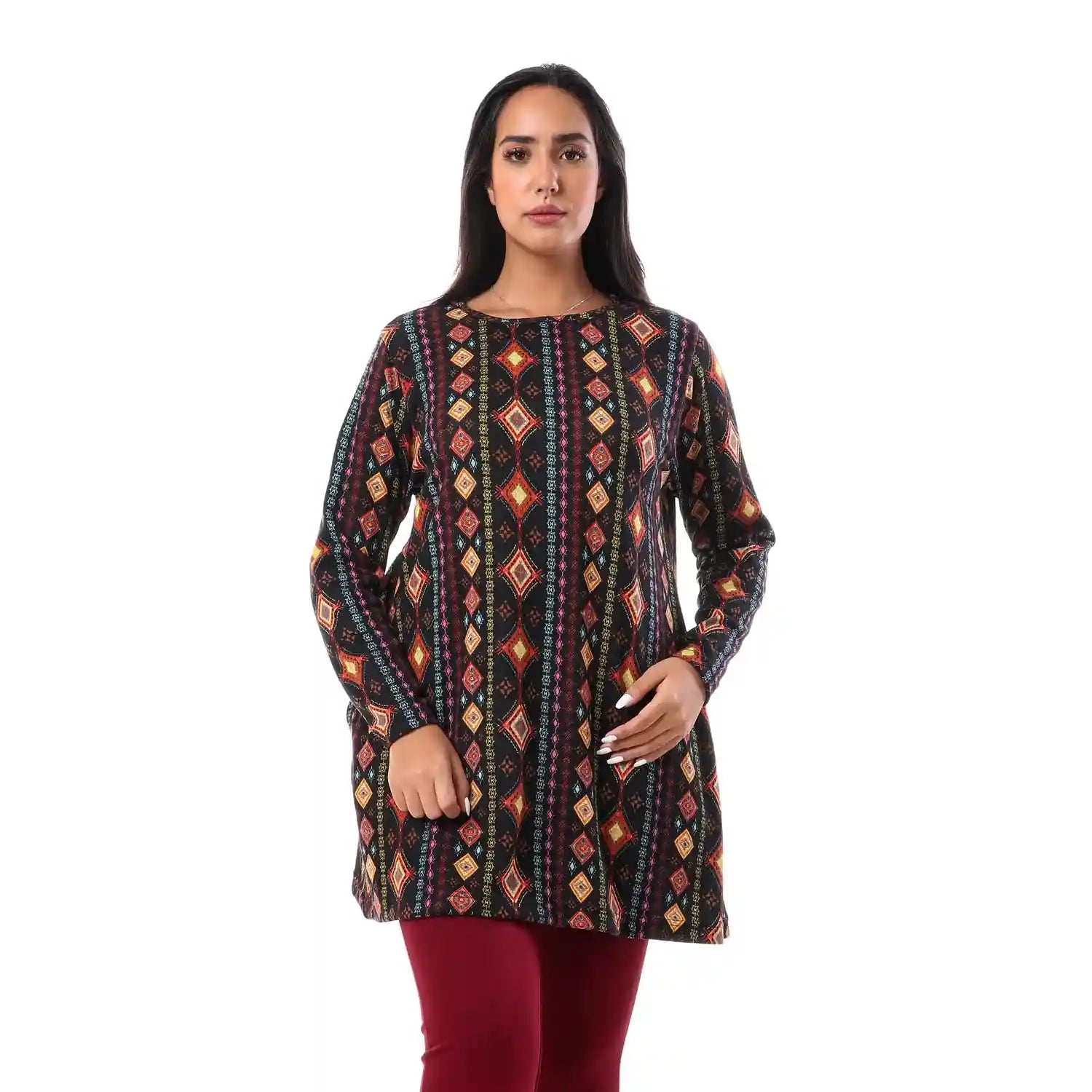 JAMILA Printed Long Sleeve Blouse For Women,Durable stitching for long-lasting wear