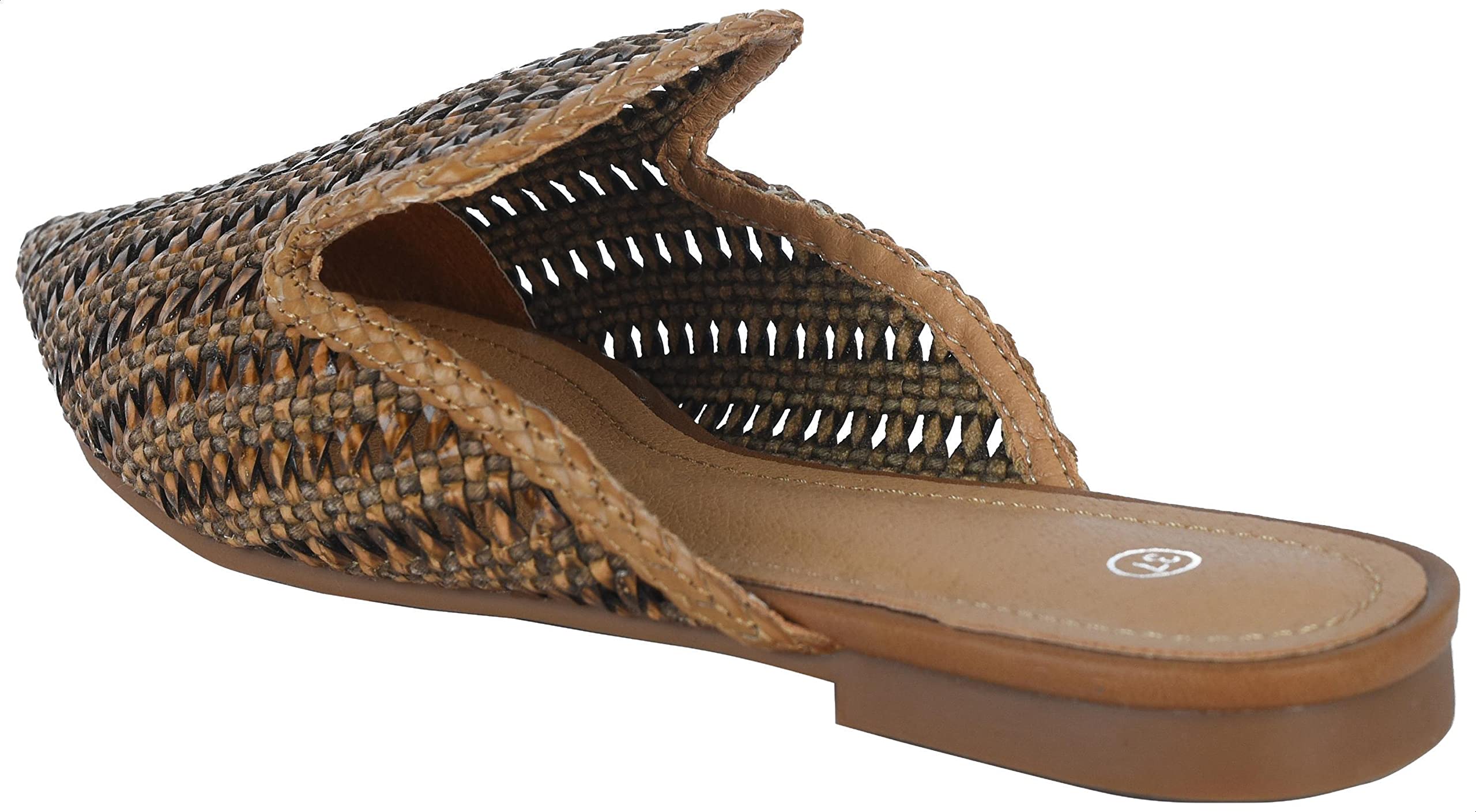 Pixi Leather Perforated Pointed-Toe Flat Mules for Women,Flat, comfortable sole for daily wear