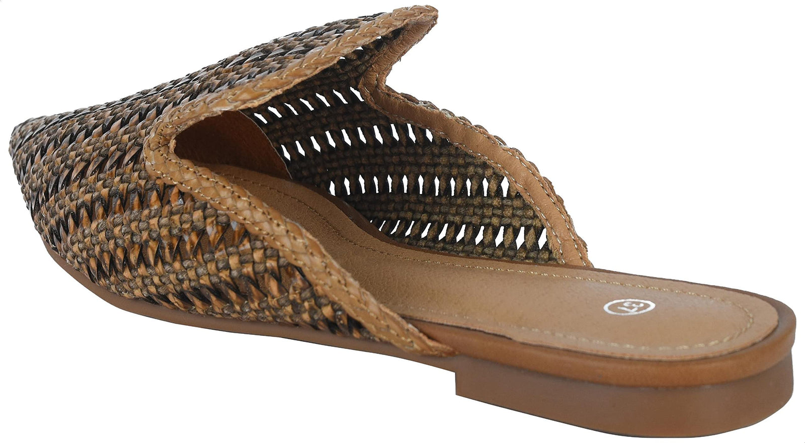 Pixi Leather Perforated Pointed-Toe Flat Mules for Women,Flat, comfortable sole for daily wear