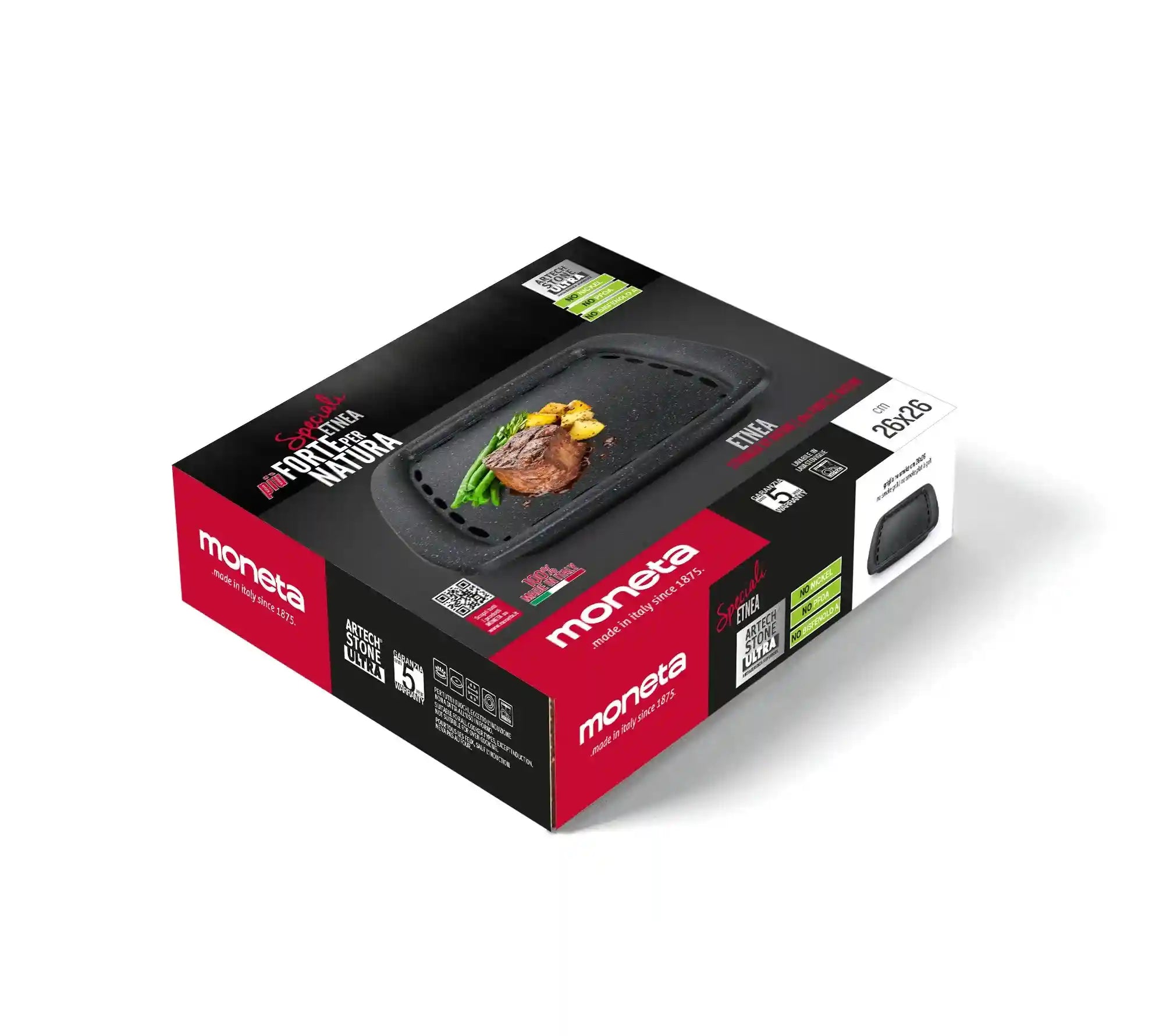 Moneta Squared Smokefree Grill Plate 26x26cm , Black – Safqqa Egypt