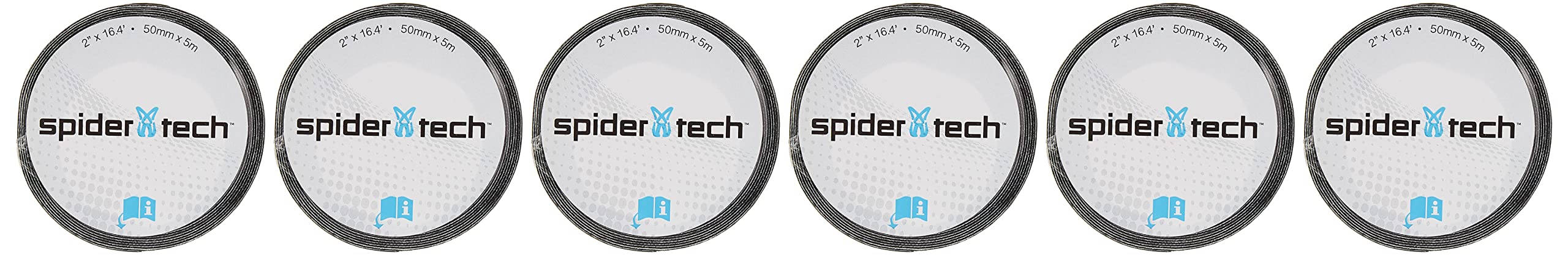 Spidertech Unisex Adult6 - Pack STD Canadian Roll Kinesiology Tape, 6-pack Std Canadian Roll - 50mm x 5m - Black, Small