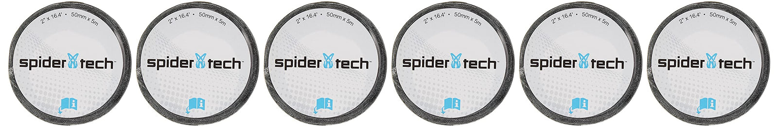 Spidertech Unisex Adult6 - Pack STD Canadian Roll Kinesiology Tape, 6-pack Std Canadian Roll - 50mm x 5m - Black, Small