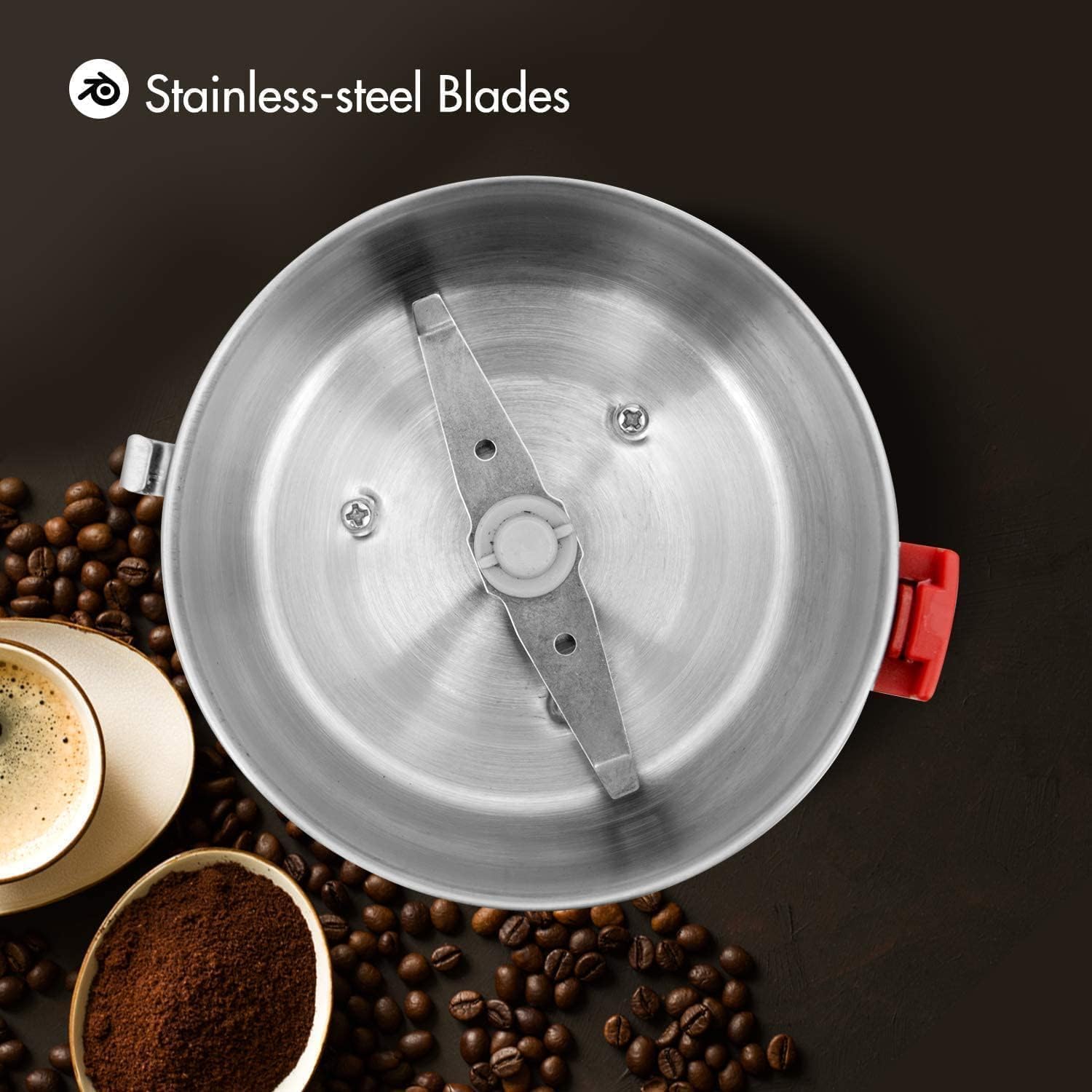 Geepas 180W Electric Coffee Grinder - Stainless Steel Blade |Stainless Steel Cup for Grinding, Overheat Protection | Removable Steel Bowl