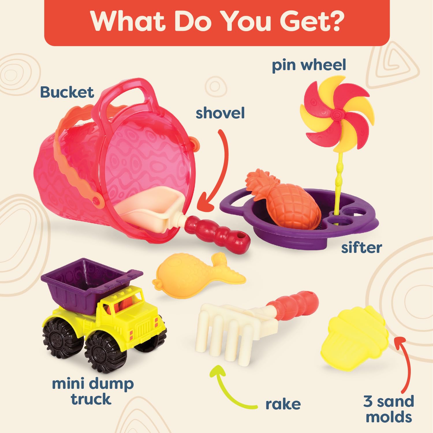 B.Toys Beach Bucket & Toy Set – Sand and Water Play