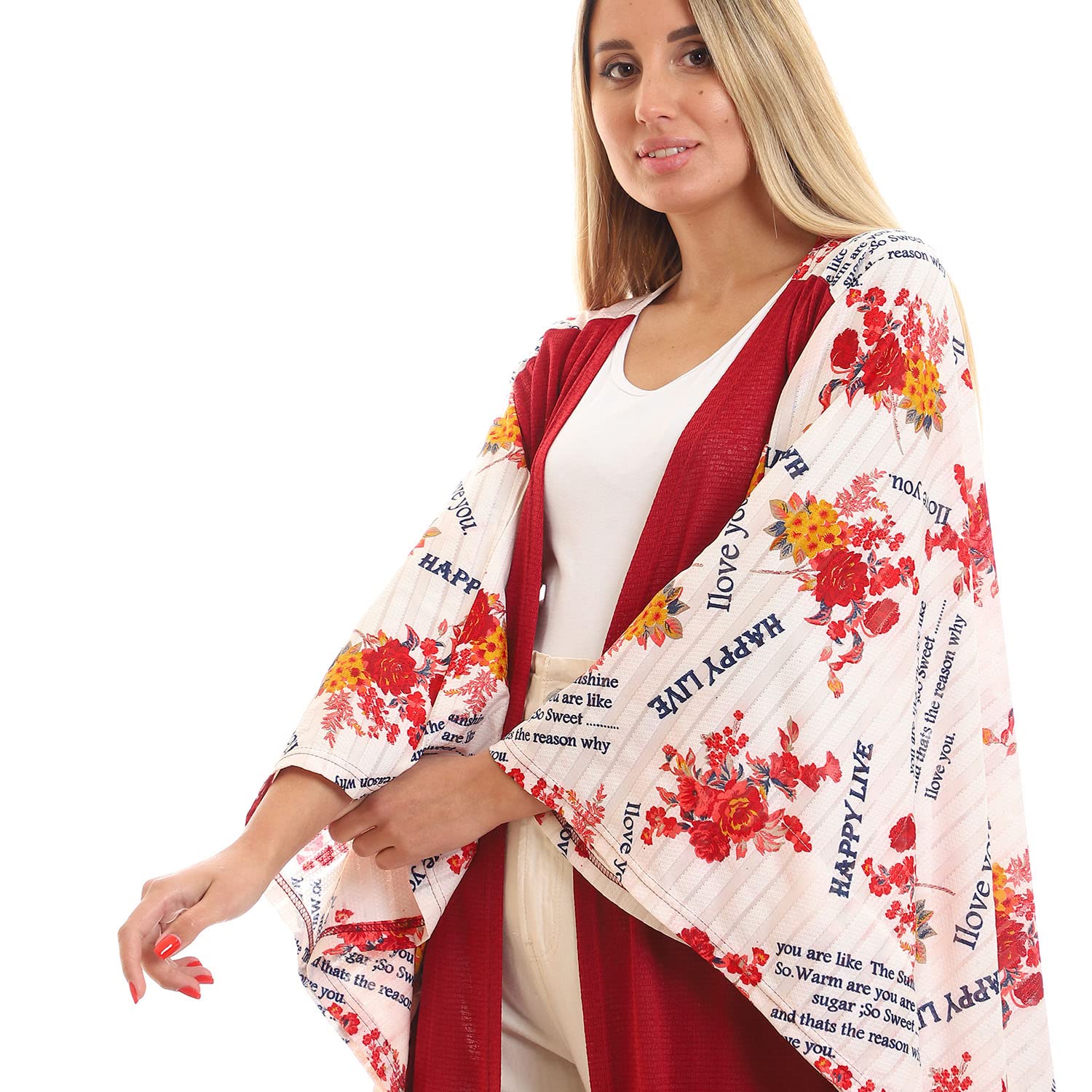 JAMILA Women’s Short Sleeve Printed Kimono Robe