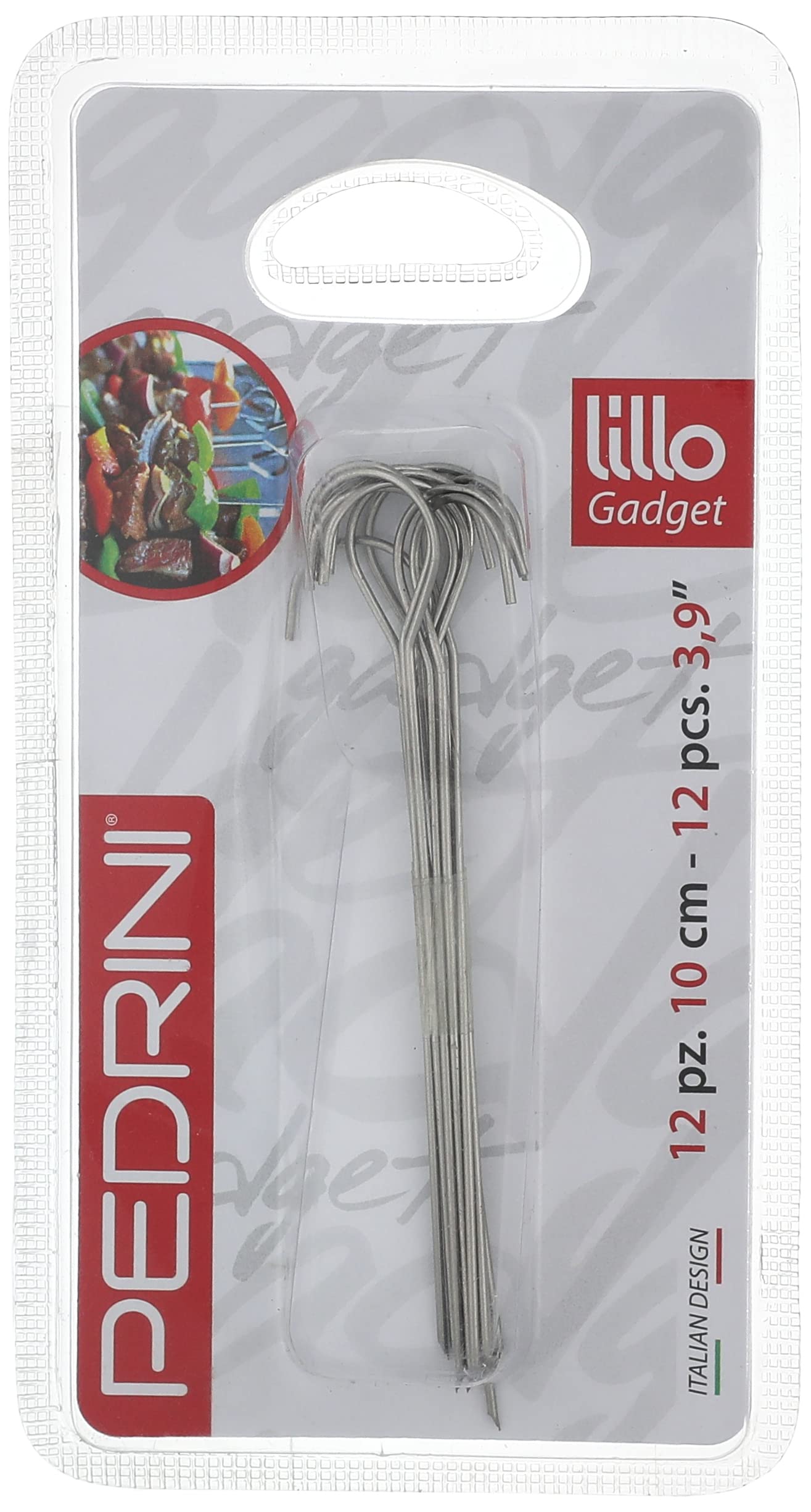 أسياخ شواء ليلو من الفولاذ المقاوم للصدأ من بيدريني، فضي، 25.4 × 9.30 × 1.6 سم