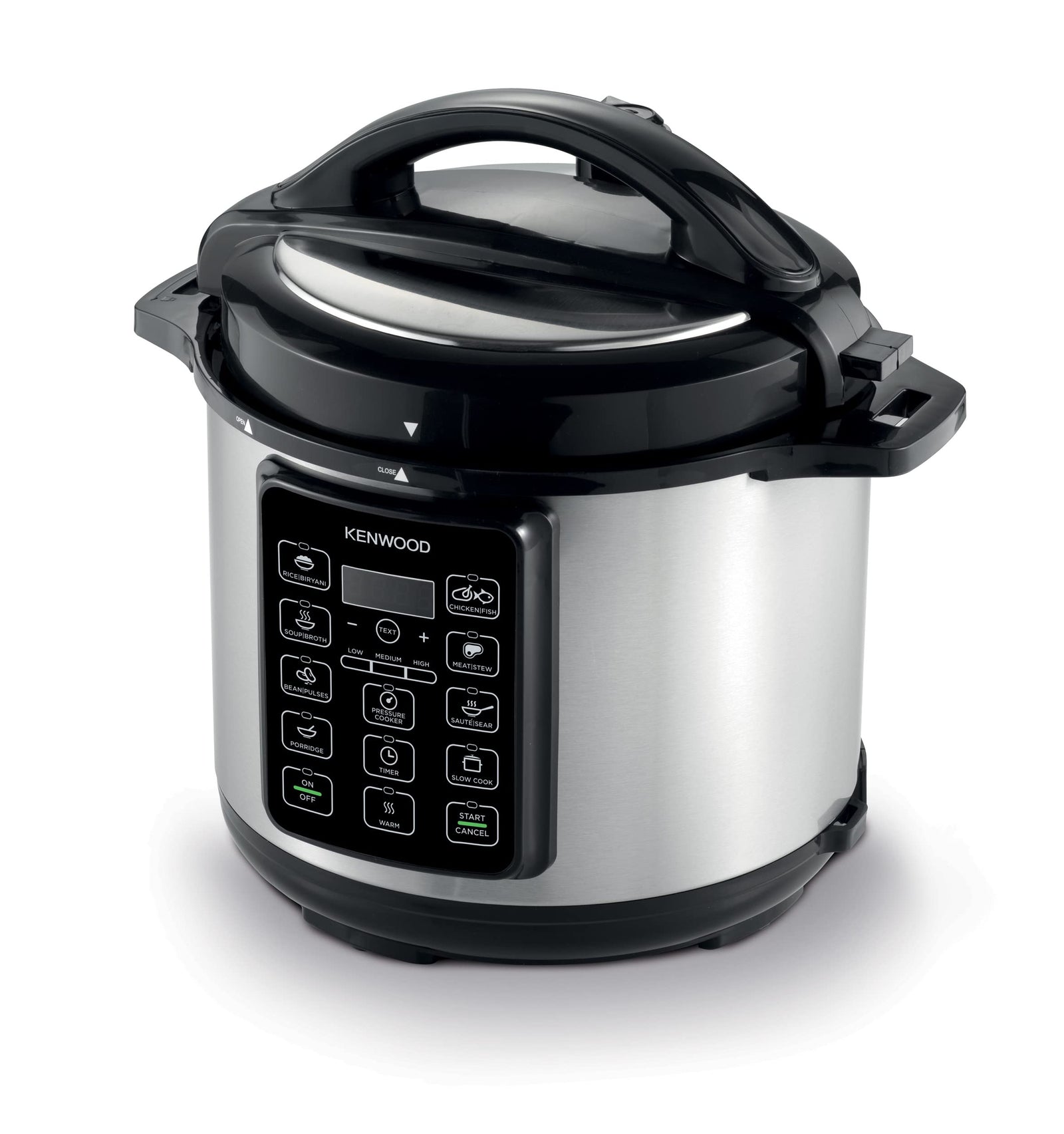 Kenwood 14-in-1 Electric Pressure Cooker 6L, 1000W Multifunctional Programmable Multicooker with 14 Smart Cook Programs & Safety Features – PCM60 Black/Silver