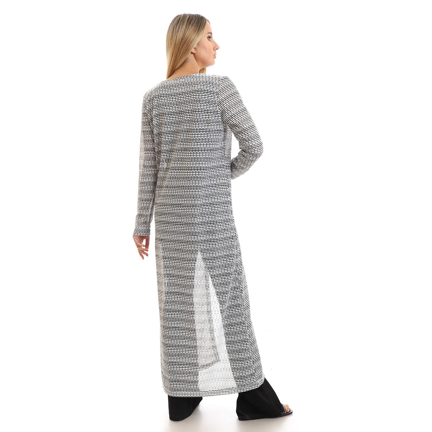 JAMILA Side Pockets Open Neckline Long Cardigan For Women,Ideal for casual wear, office looks, or cooler evenings..