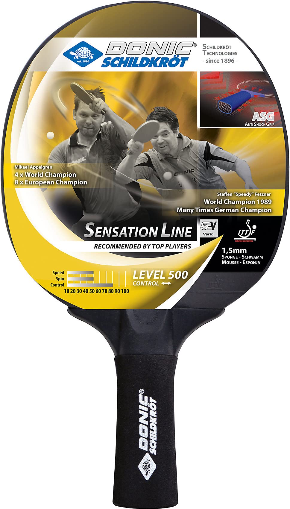 Donic-Schildkröt Donic Sensation Table Tennis Racket, Level 500 - Multi Color
