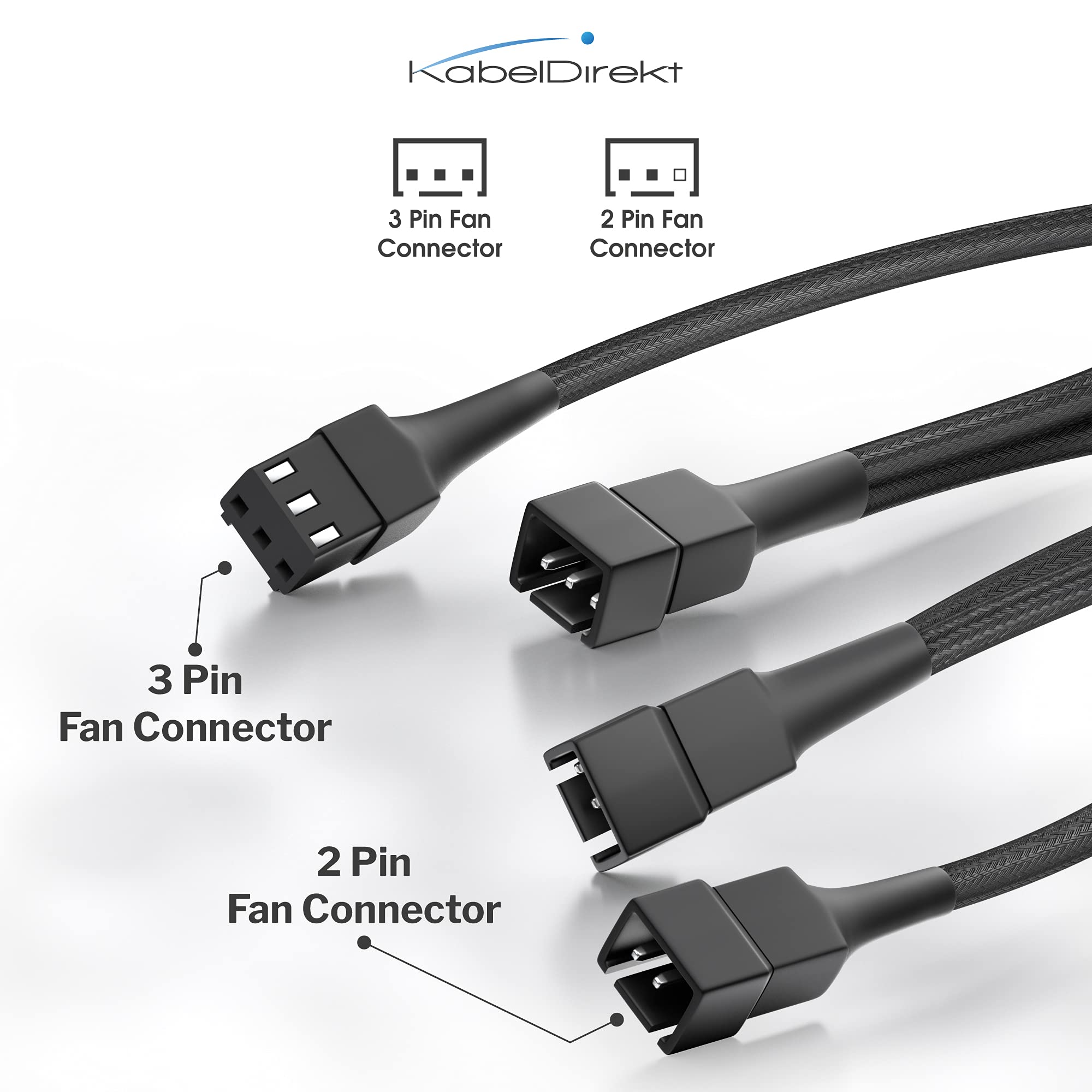 KabelDirekt 834 0.2m 3-pin fan to and 2x2-pin distribution cable 20-20-20 cm black