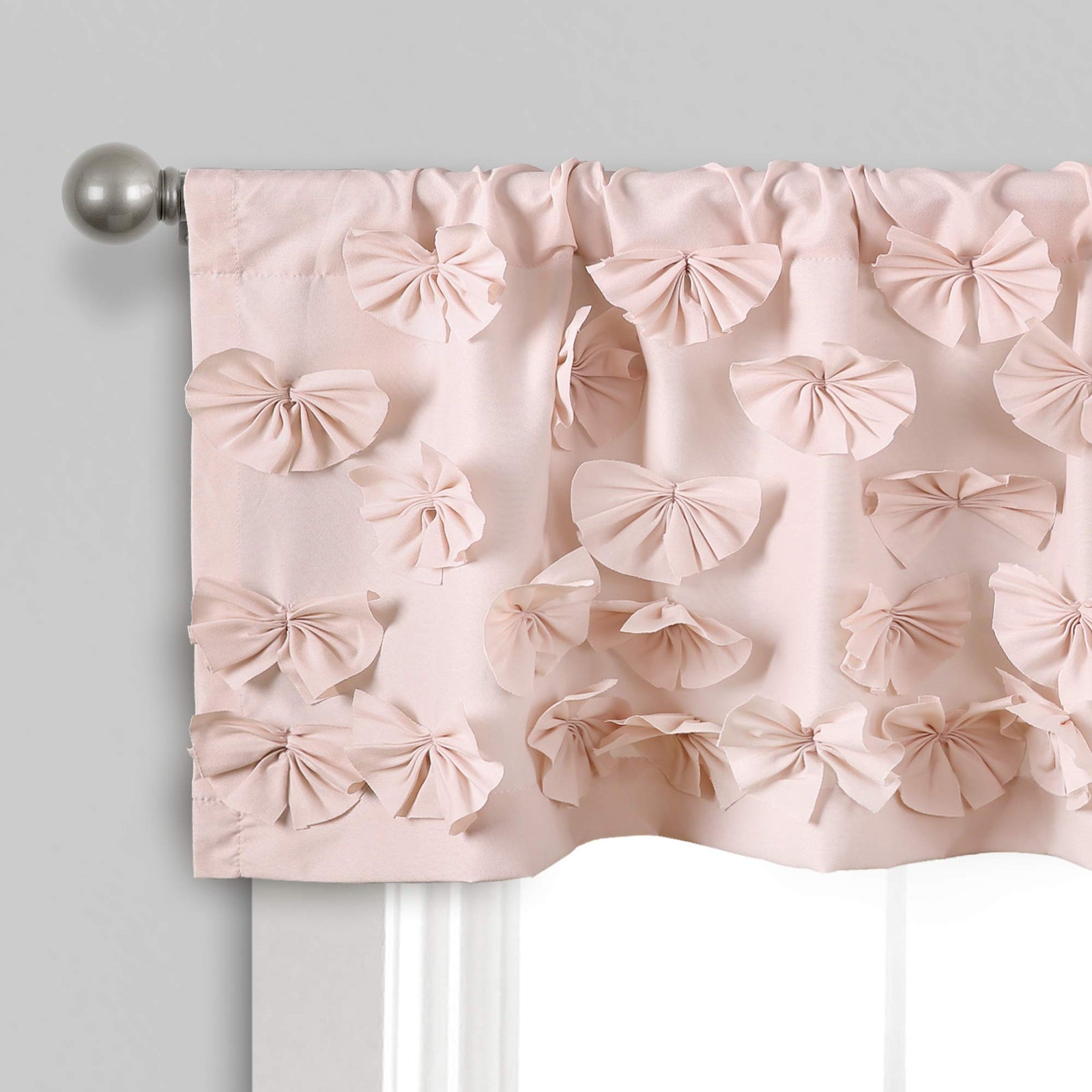 Elegant Sheer Window Curtain with Ruffled Design and Bow Accent