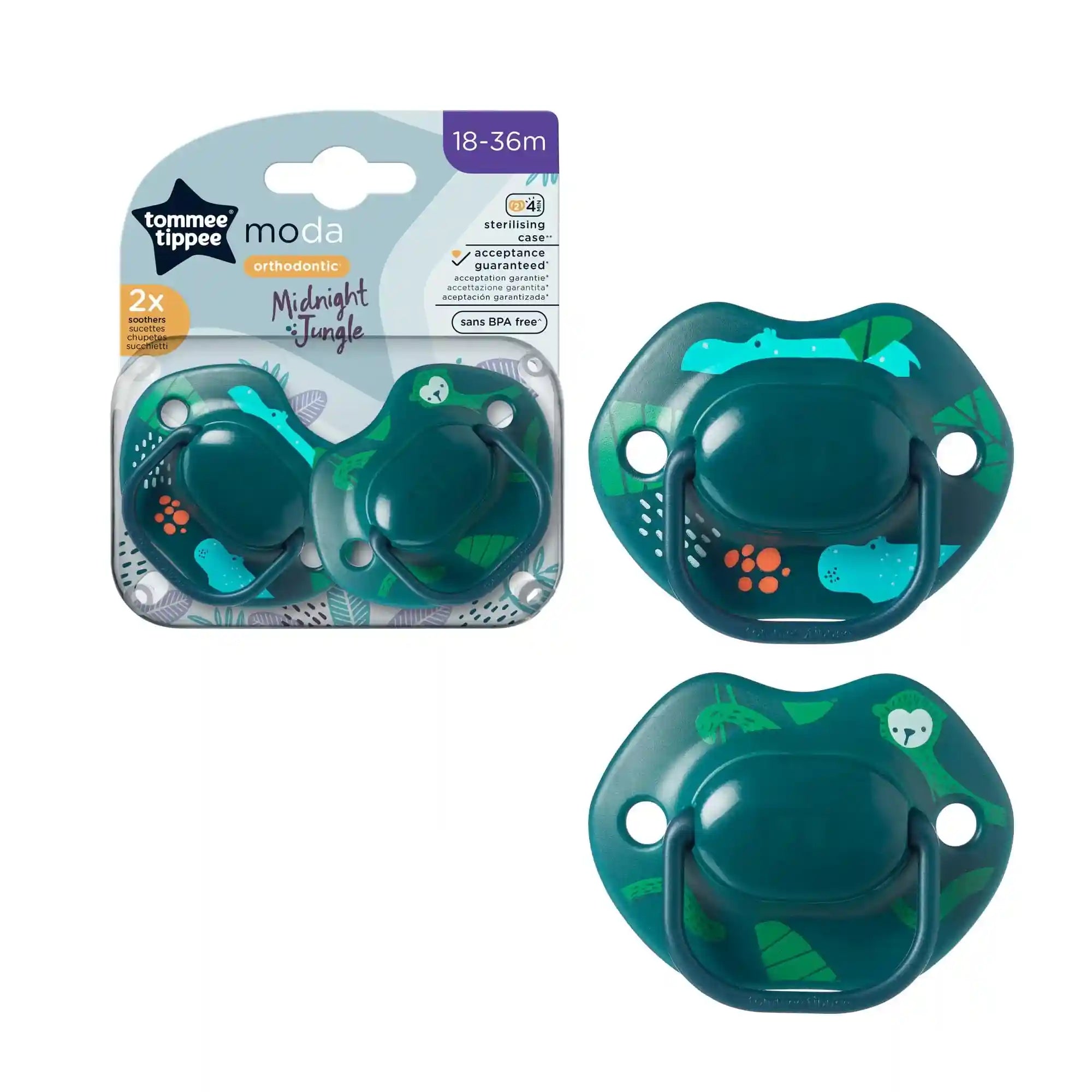 Tommee Tippee Pacifiers Moda Soother, Pack Of 2, Assorted Modelcolor, Tommee Tippee Moda Soother, 18 -36 Months