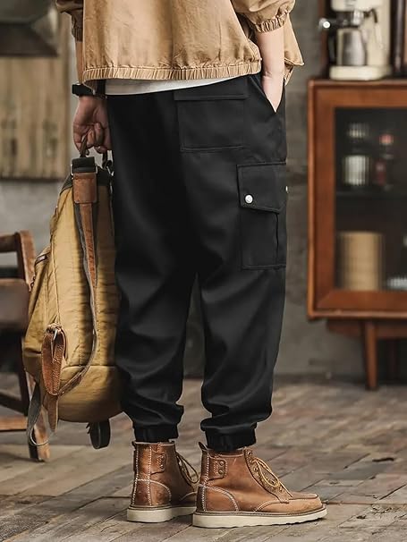 Lymio Men Cargo Pants Black Comfortable Casual Utility Trousers – Safqqa Egypt