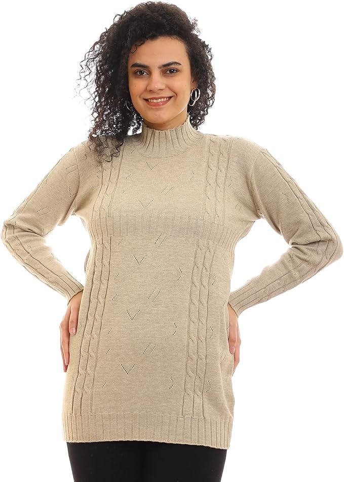 سترة نسائية محبوكة بياقة دائرية من أندورا 