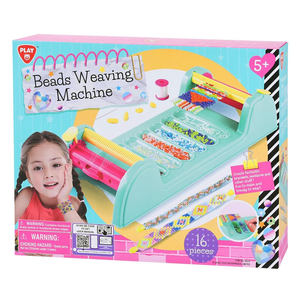 Playgo Beads Weaving Machine, Multi-Colour, 6024, 16 Pcs